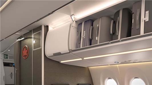 Air Canada ofrecera mas espacio en los compartimientos superiores con la nueva cabina Airspace 1