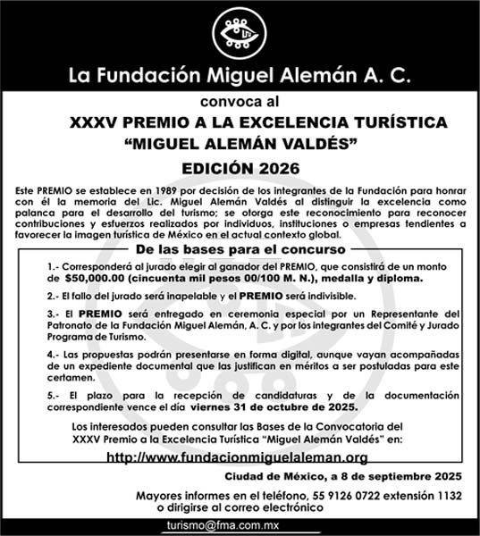 Convocatoria XXXV Premio a la Excel encia Turistica MAV edicion 2026