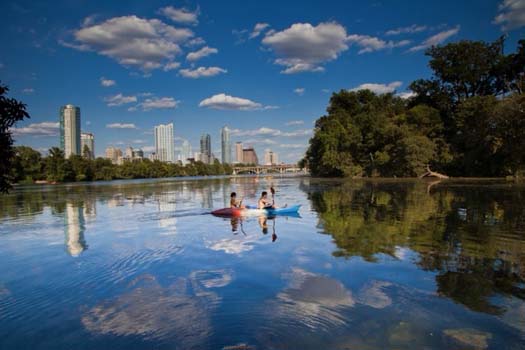 Kayaking on Lady Bird Lake courtesy Visit Austin Medium