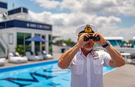 1. MSC Cruises Captain Dino Sagani at the MSC Yacht Club at the Miami GP